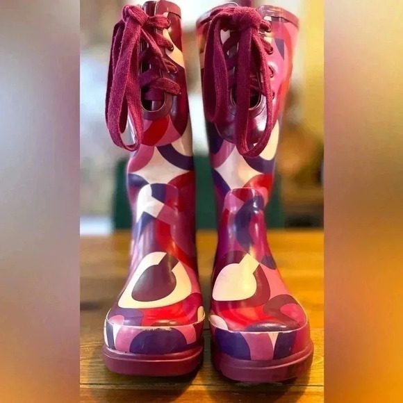 COACH Periwinkle Tall Rain Boots, Galoshes, Women’s 8B - Picture 3 of 12